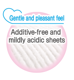 Gentle and pleasant feel, additive-free and mildly acidic sheets
