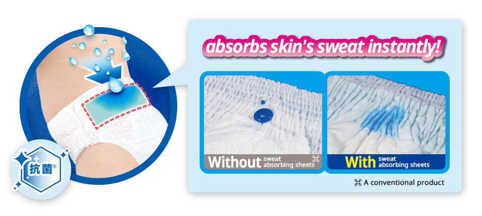 Absorbs sweat on your skin quickly!