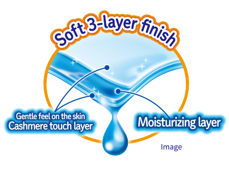 Soft 3-layer finish Gentle feel on the skin Cashmere touch layer Moisturizing layer Image