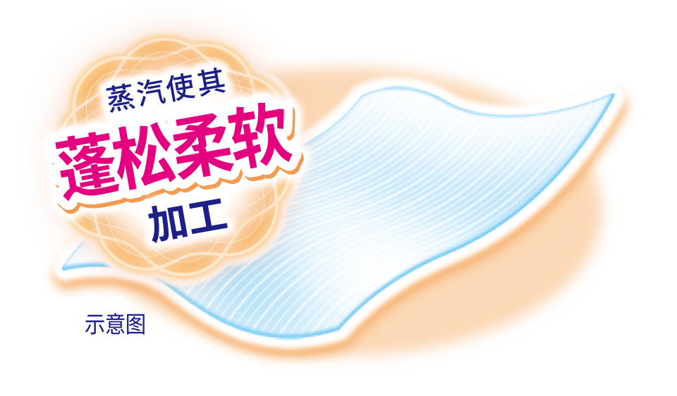 蒸汽使其 蓬松柔软 加工 示意图