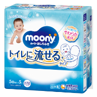 moony婴儿湿巾 厕所冲弃型（替换用）50枚×5