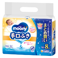 moony 手、口用湿纸巾（替换用）60枚×8