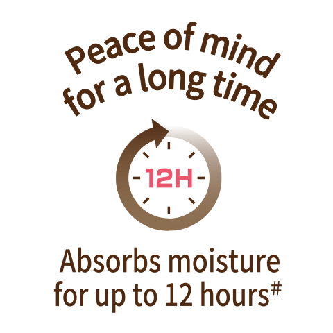 Peace of mind for a long time Absorbs moisture for up to 12 hours
