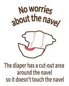 No worries about the navel The diaper has a cut-out area around the navel so it doesn't touch the navel